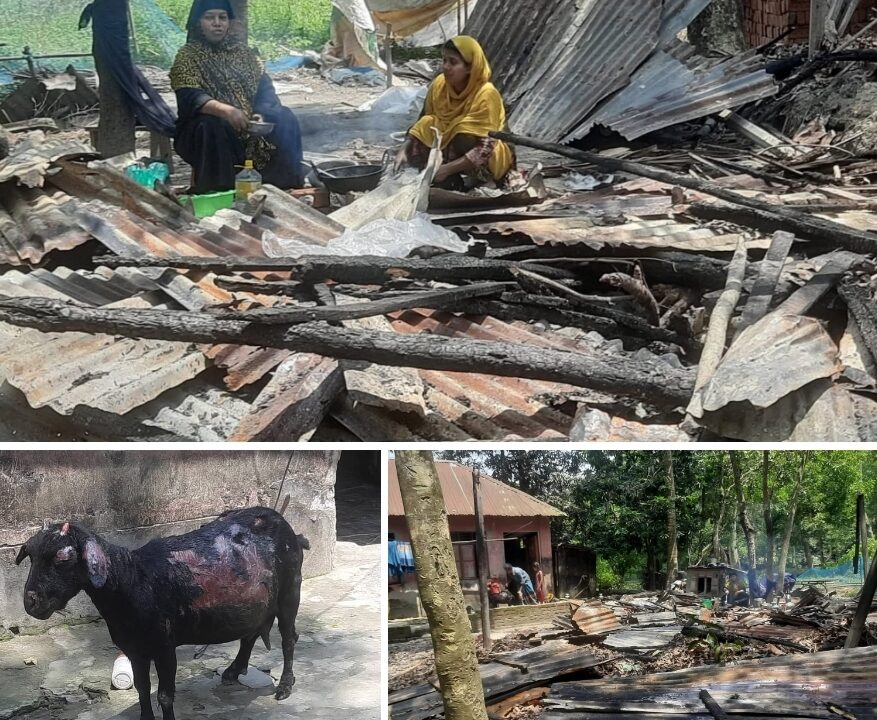 শাহরাস্তিতে  পূর্বশত্রুতার জের ঘরে আগুন, মহাব্বত  আলীর অভিযোগ