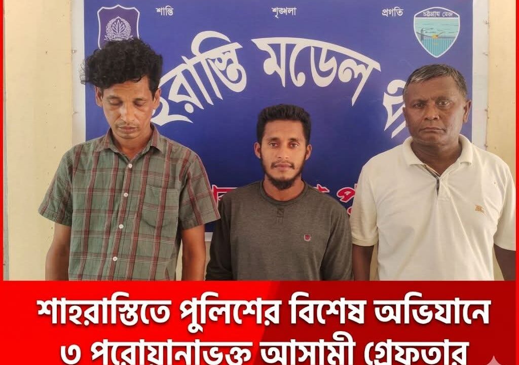 শাহরাস্তিতে পুলিশের বিশেষ অভিযানে ৩ পরোয়ানাভুক্ত আসামী গ্রেফতার