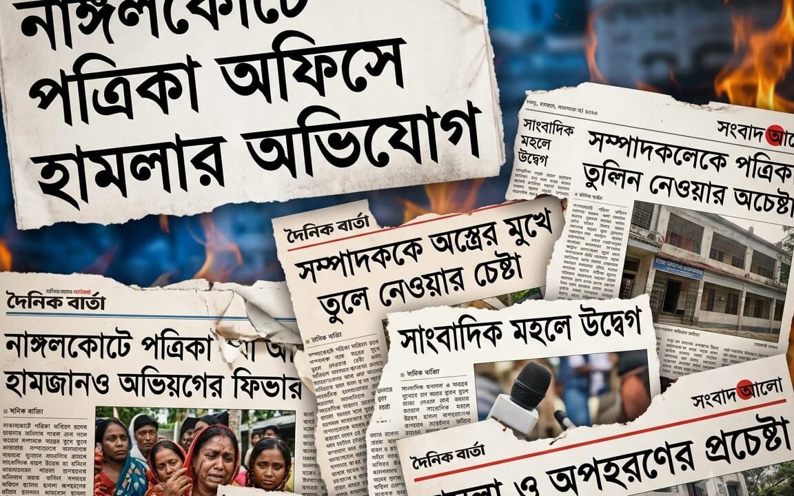 নাঙ্গলকোটে পত্রিকা অফিসে হামলার অভিযোগ, সম্পাদককে অস্ত্রের মুখে তুলে নেওয়ার চেষ্টা; সাংবাদিক মহলে উদ্বেগ