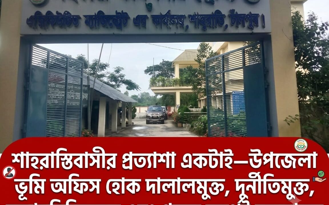 শাহরাস্তির ভূমি অফিসে সেবা নিয়ে প্রশ্ন: অতিরিক্ত অর্থ আদায়, দালালচক্র ও হয়রানির অভিযোগে ক্ষুব্ধ সেবাগ্রহীতারা