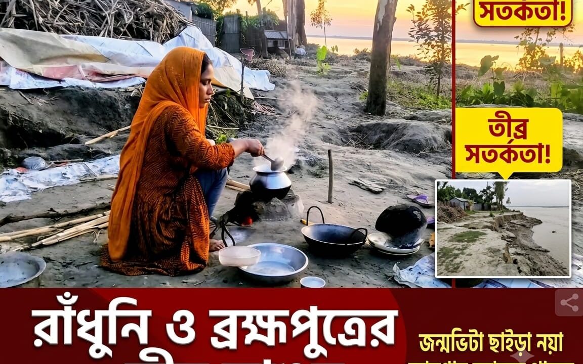 ব্রহ্মপুত্রের তীব্র ভাঙন ‘জন্মভিটা ছাইড়া নয়া জায়গায় ক্যামনে থাকমু’