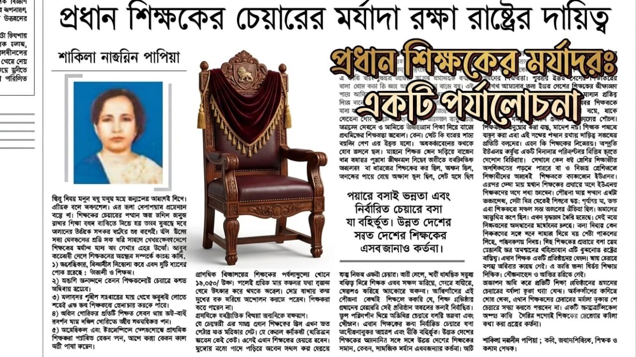 প্রধান শিক্ষকের চেয়ার ঘিরে বিতর্ক: সম্মান, সৌজন্য নাকি শুধু আনুষ্ঠানিকতা?