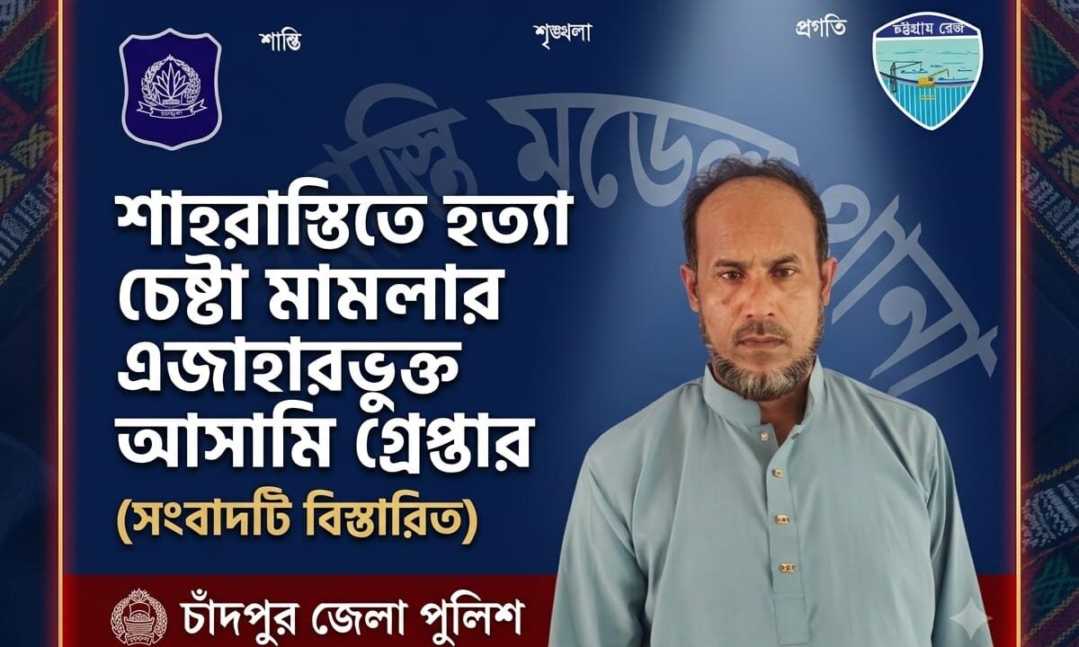 শাহরাস্তিতে হত্যা চেষ্টা মামলার এজাহারভুক্ত আসামি গ্রেপ্তার