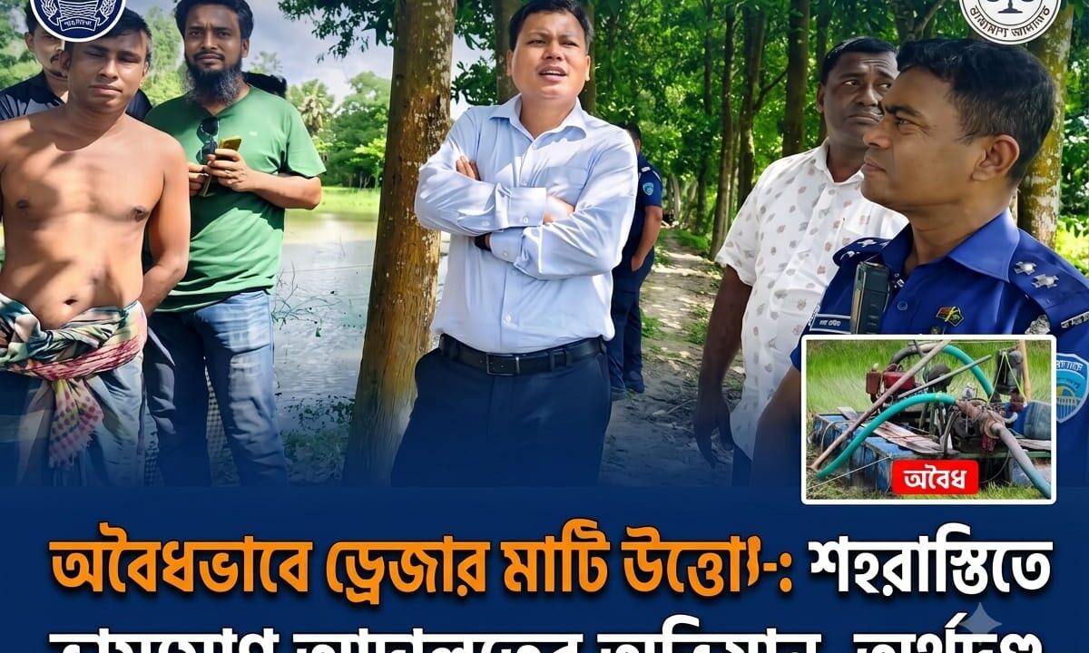 অবৈধভাবে ড্রেজারে মাটি উত্তোলন: শাহরাস্তিতে ভ্রাম্যমাণ আদালতের অভিযান, অর্থদণ্ড