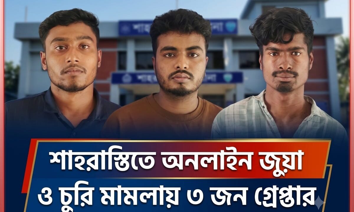 শাহরাস্তিতে অনলাইন জুয়া ও চুরি মামলায় ৩ জন গ্রেপ্তার