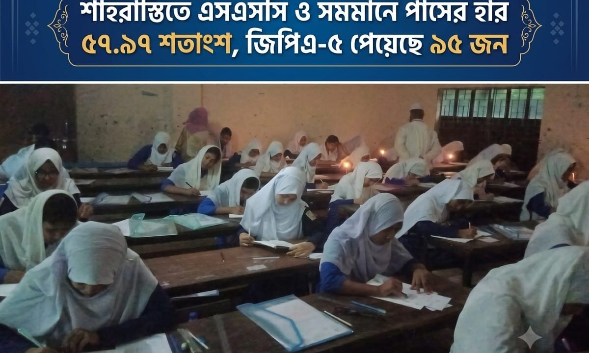 Iশাহরাস্তিতে এসএসসি ও সমমানে পাসের হার ৫৭.৯৭ শতাংশ, জিপিএ-৫ পেয়েছে ৯৫ জন
