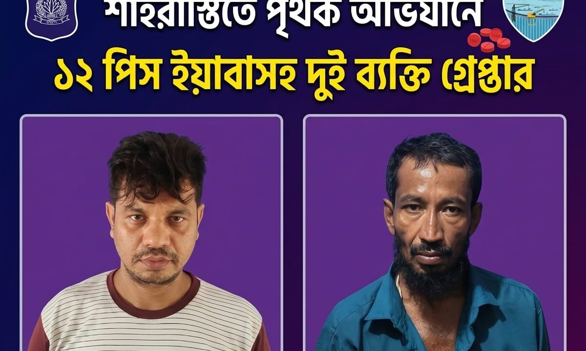 শাহরাস্তিতে পৃথক অভিযানে ১২ পিস ইয়াবাসহ দুই ব্যক্তি গ্রেপ্তার