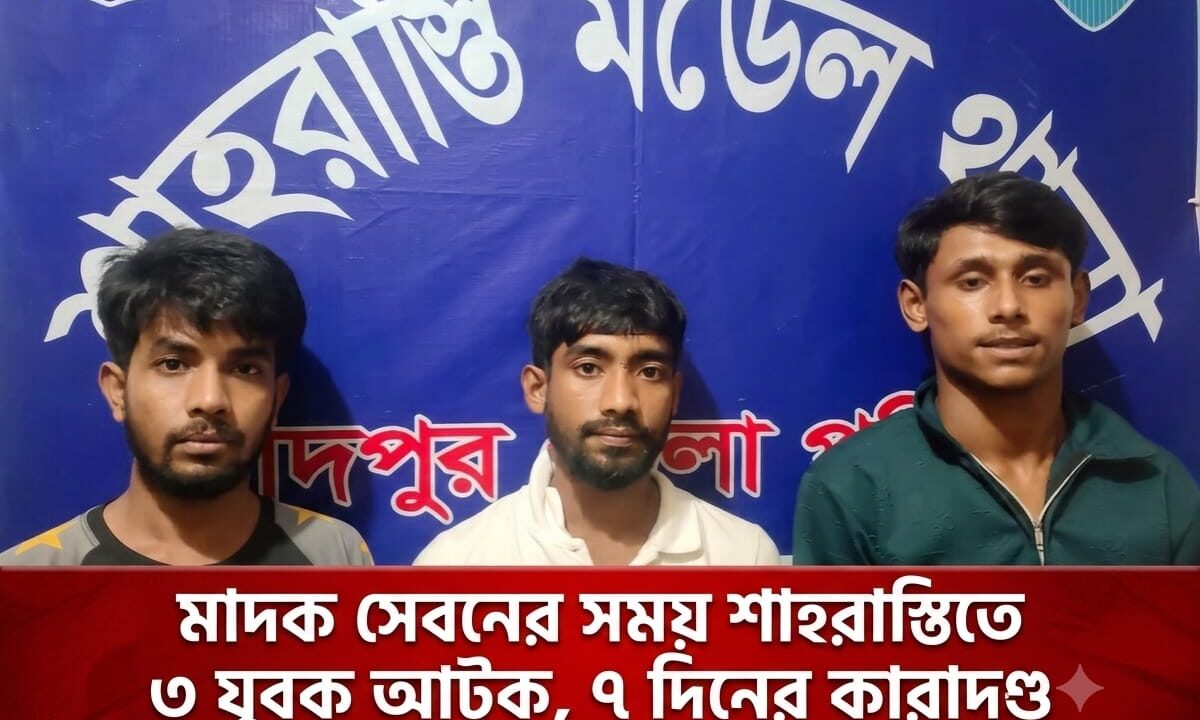 মাদক সেবনের সময় শাহরাস্তিতে ৩ যুবক আটক, ৭ দিনের কারাদণ্ড
