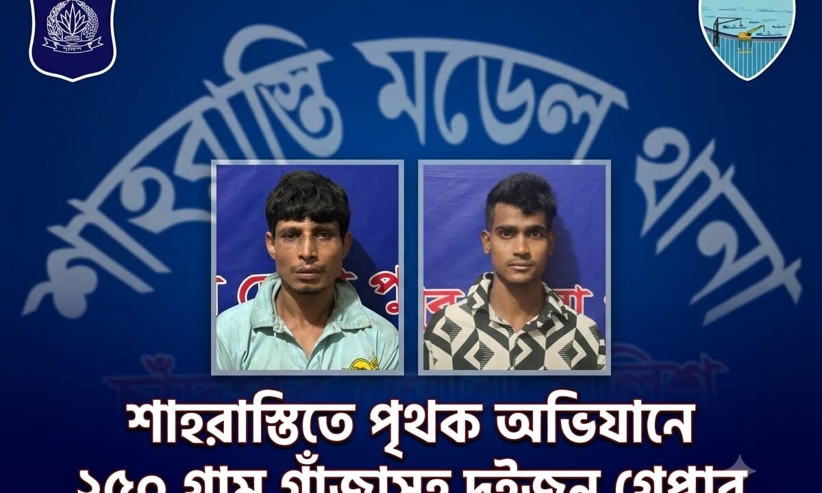 শাহরাস্তিতে পৃথক অভিযানে ২৫০ গ্রাম গাঁজাসহ দুইজন গ্রেপ্তার