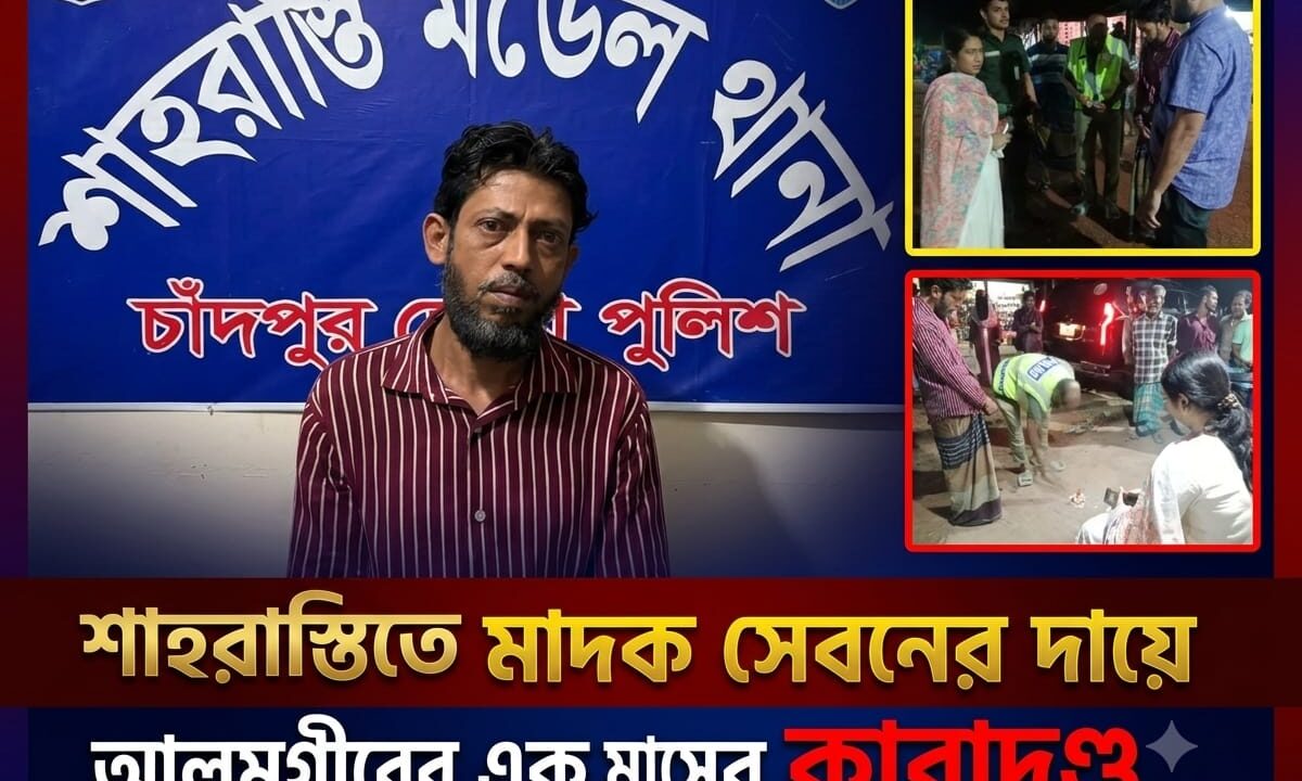 শাহরাস্তিতে মাদক সেবনের দায়ে আলমগীরের এক মাসের কারাদণ্ড